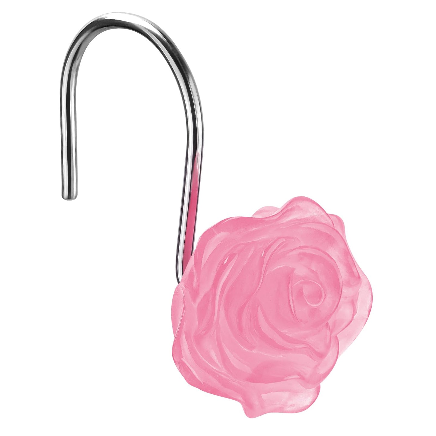 Pretty Floral Themed Cute Flower Shower Curtain Hooks - Glow in The Dark Elegant Bathroom Decor