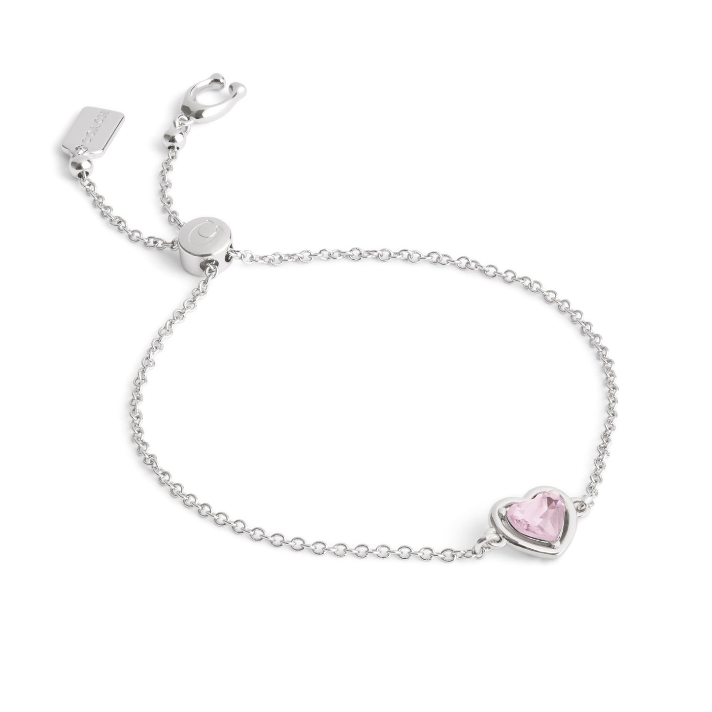 Coach Women's Halo Stone Heart Slider Bracelet