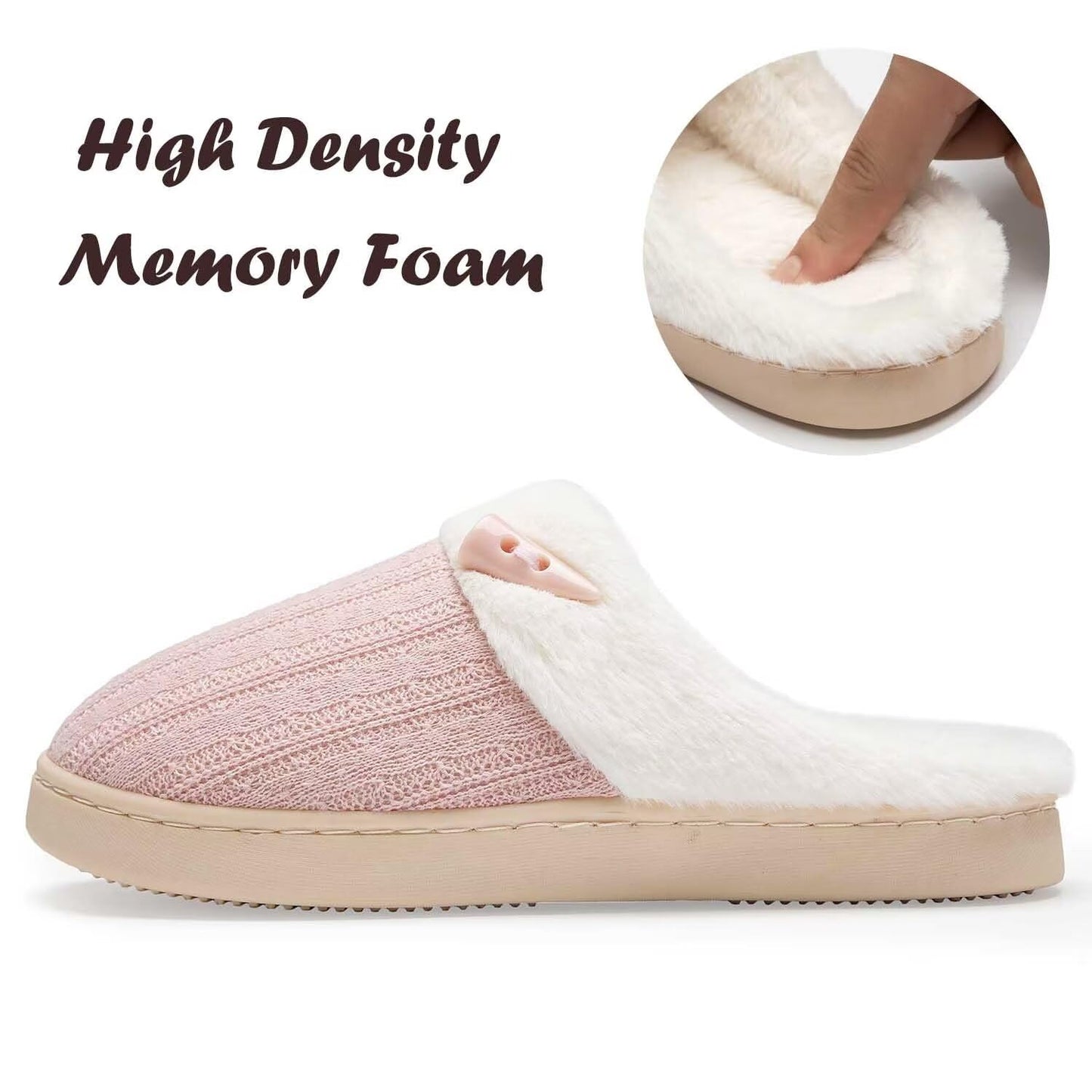 Women's Slip on Fuzzy House Slippers Memory Foam Slippers