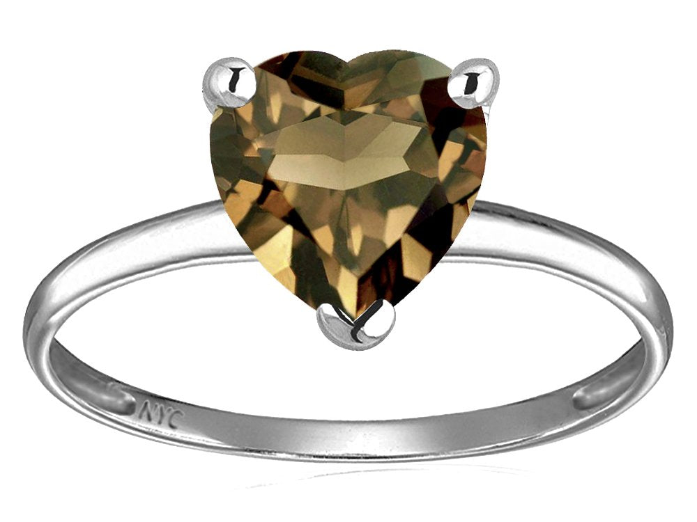 Solid 14k White Gold Heart Shape Ring