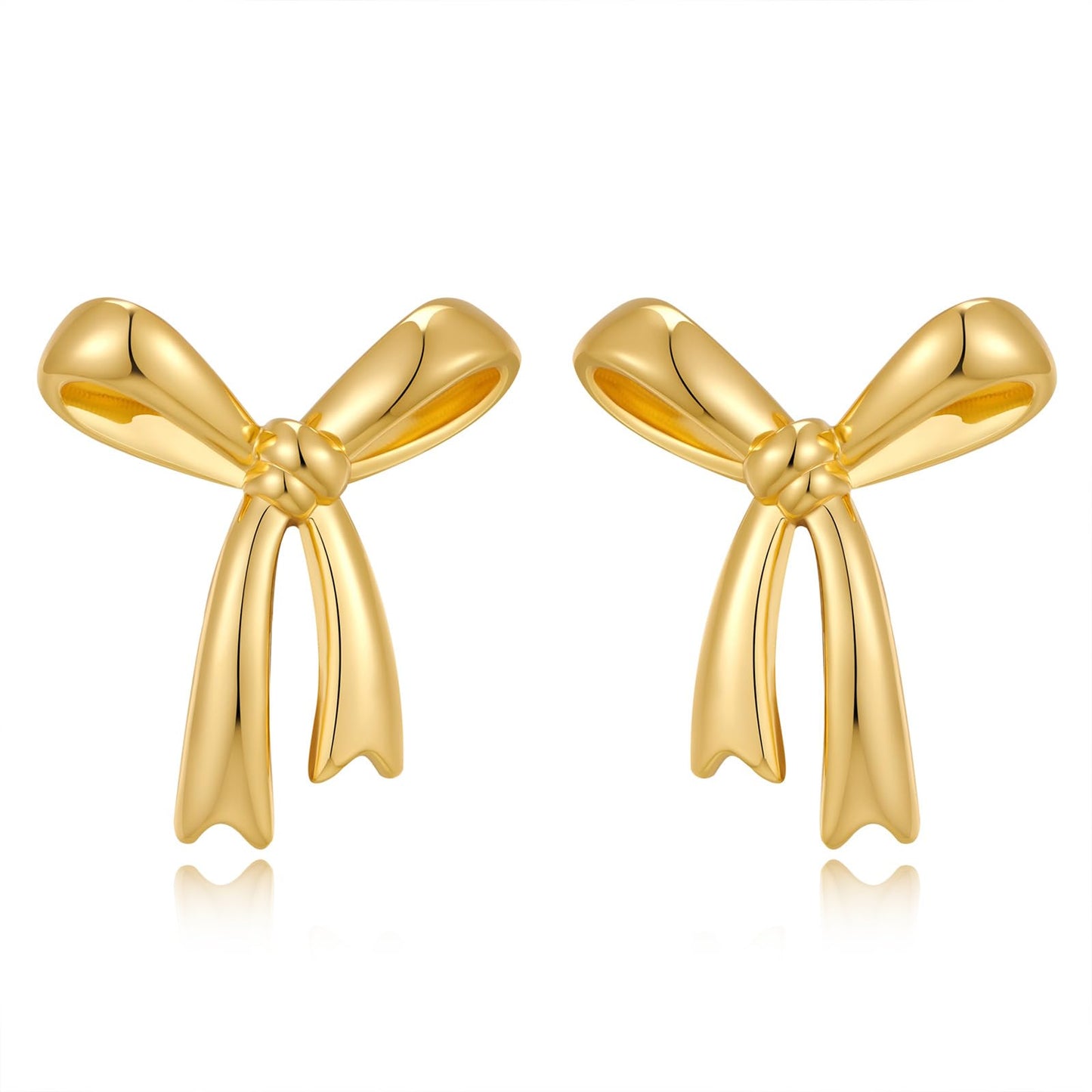 Gold Silver Bow Drop Earrings - Long Tassel Chain Bow Earrings