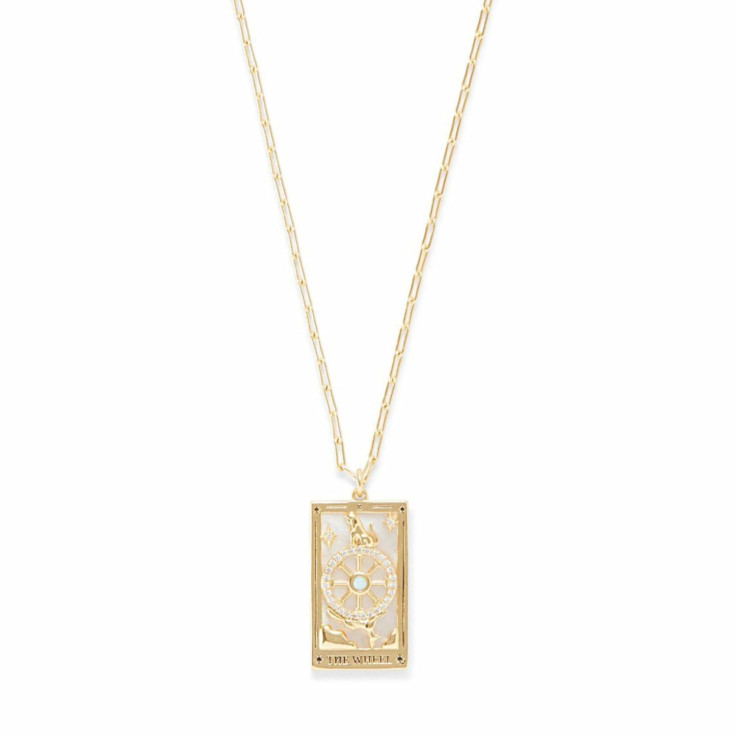 Tarot Card Pendant Necklace - Gold Chain Necklace for Women - 14k Gold Plating