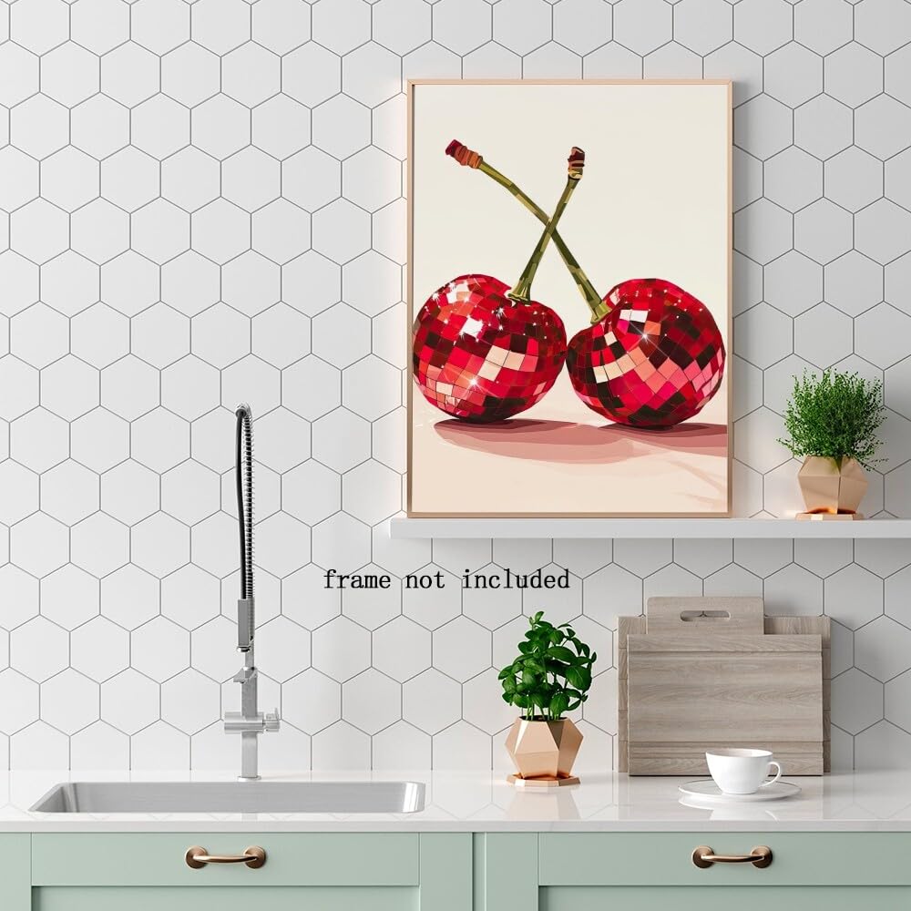 Disco Ball Fruits Canvas Print – Trendy Glam Wall Art