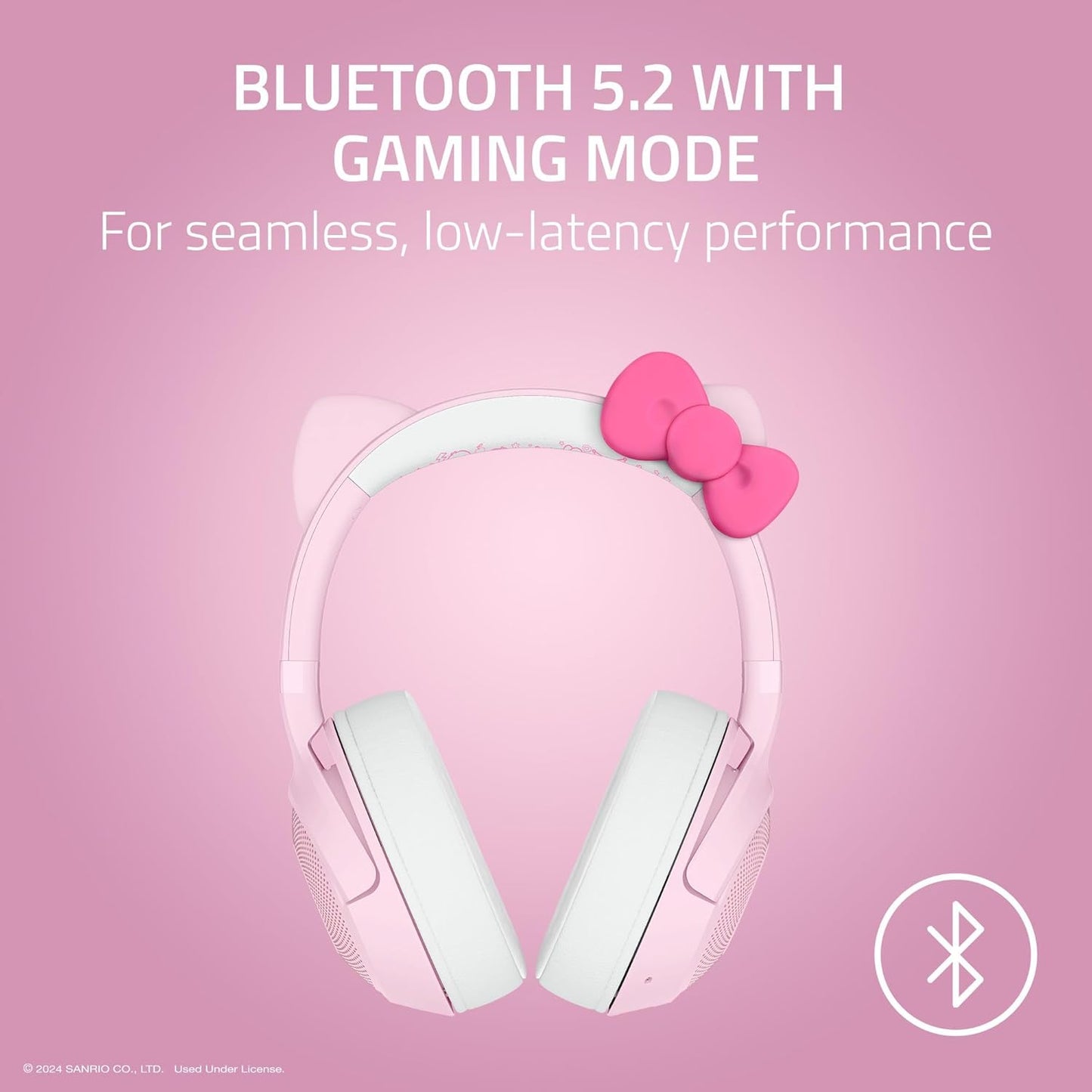 Hello Kitty & Friends Edition V2 BT Wireless RGB Headset: Chroma RGB - Bluetooth 5.2-40 mm Drivers - Noise-Cancelling Mics - Lightweight - 40 Hr Battery w/Type C Charging