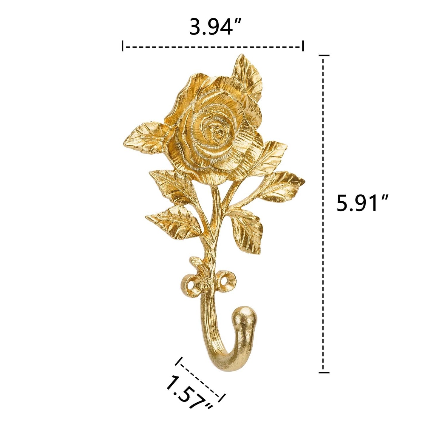 Single Hooks 3D Flower Retro Ornate Style for Room Wall Mounted Decoration 2Pcs