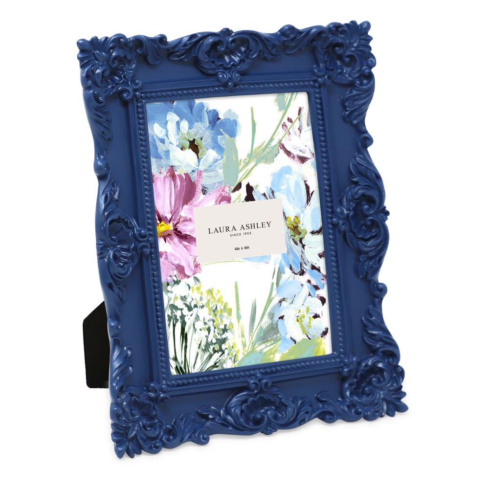 Laura Ashley 2x3 Ornate Resin Picture Frame – Handcrafted Floral Design with Easel for Tabletop and Wall Display