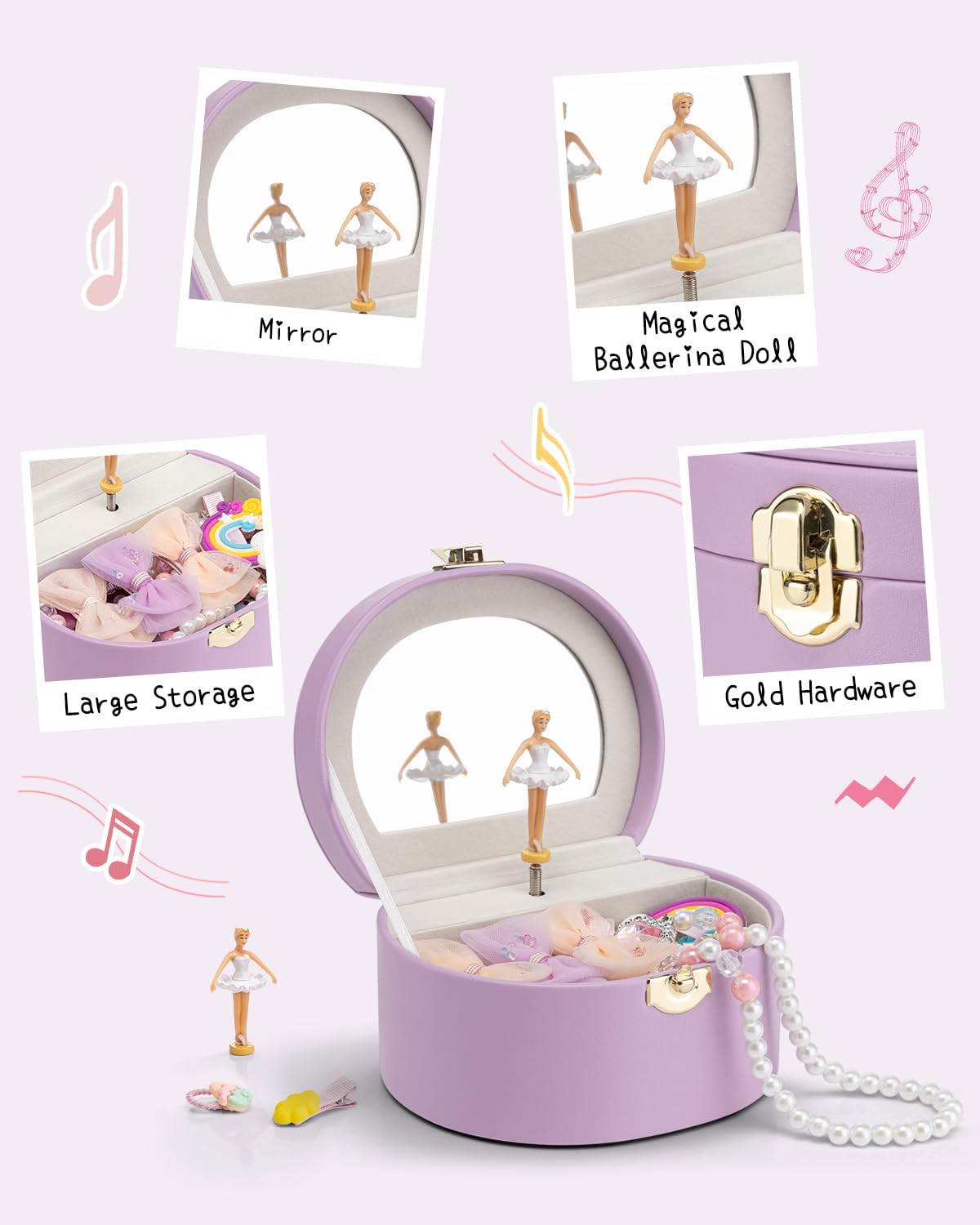 Small Musical Jewelry Box for Girls with Ballerina