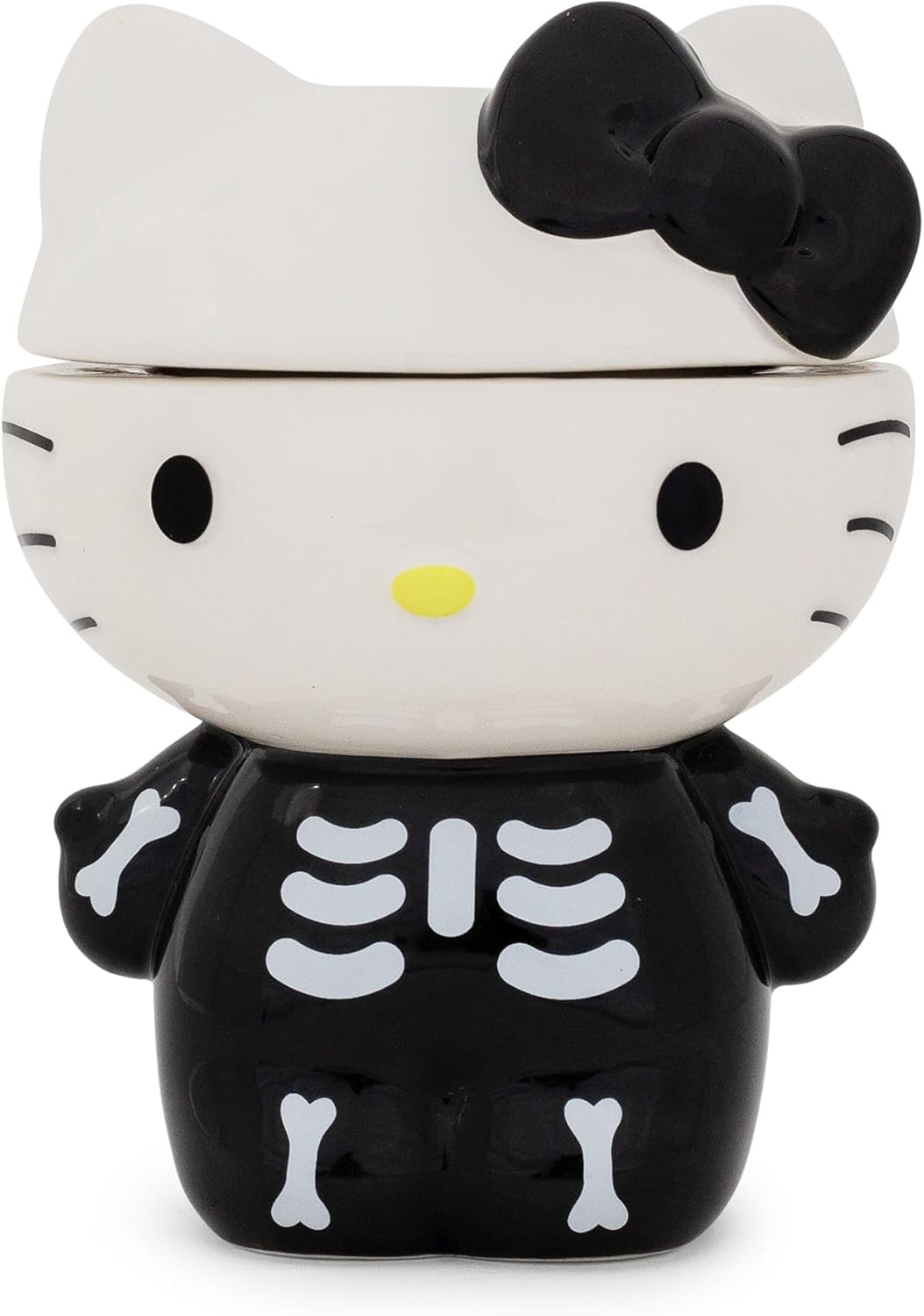 Sanrio Hello Kitty Skeleton Small Ceramic Snack Jar Container With Lid | Storage For Kick-Knacks | 6 Inches Tall