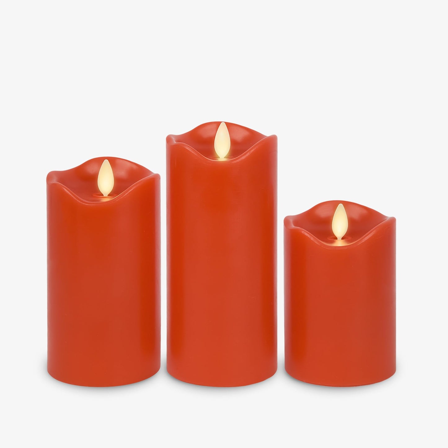 Flameless LED Flickering Battery Candle Moving Flame Pillar, Melted Edge, Real Wax Smooth Finish