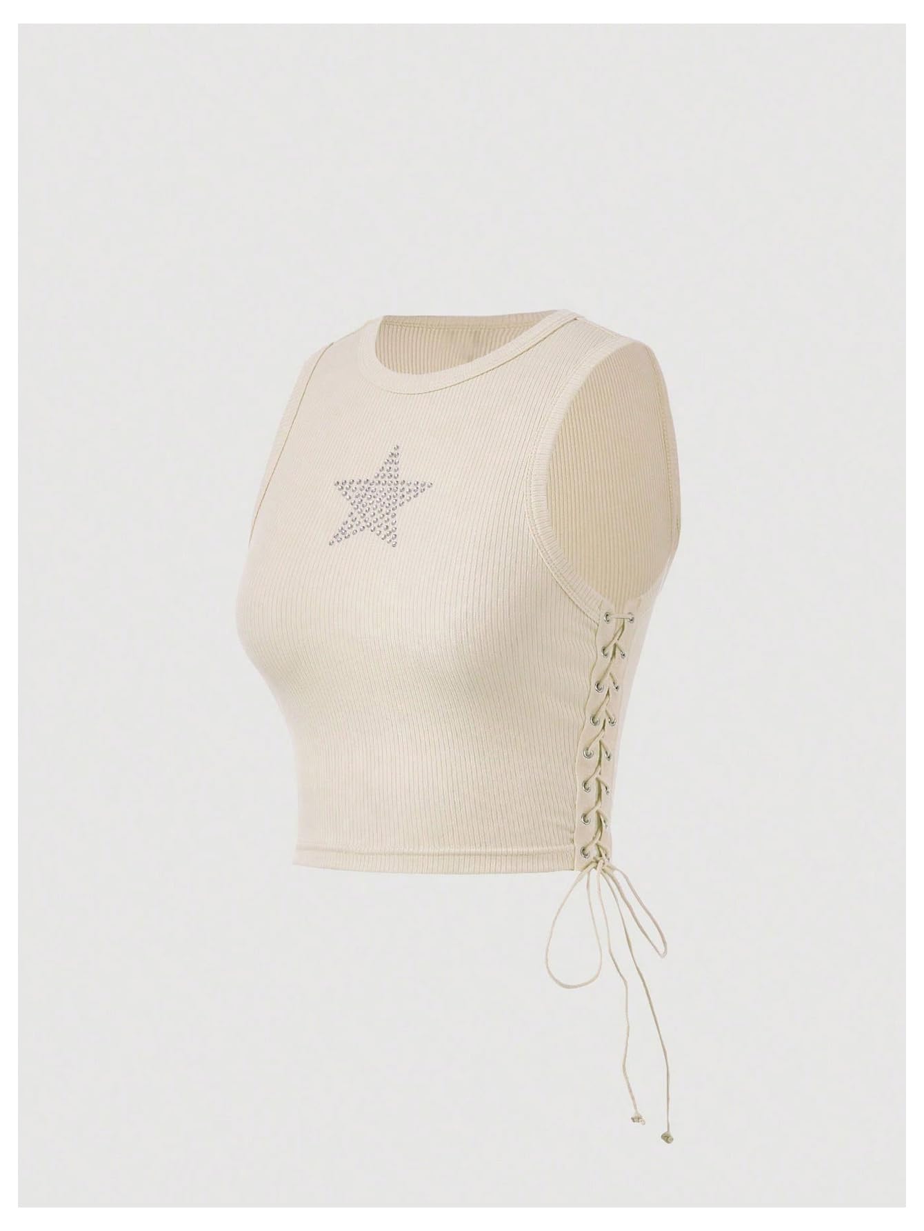 Women's Tank Tops Y2K Sleeveless Ribbed Star Crop Tank Top