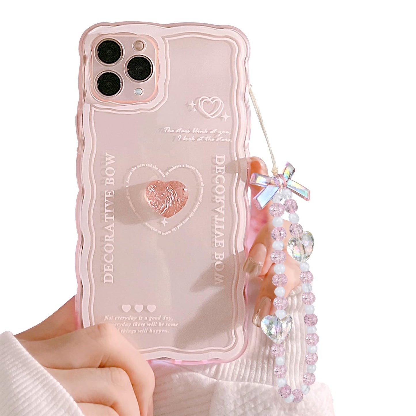 Cute 3D Pink Bowknot Slim Clear Aesthetic Design Protection Phone Cases Cover Compatible for iPhone 13