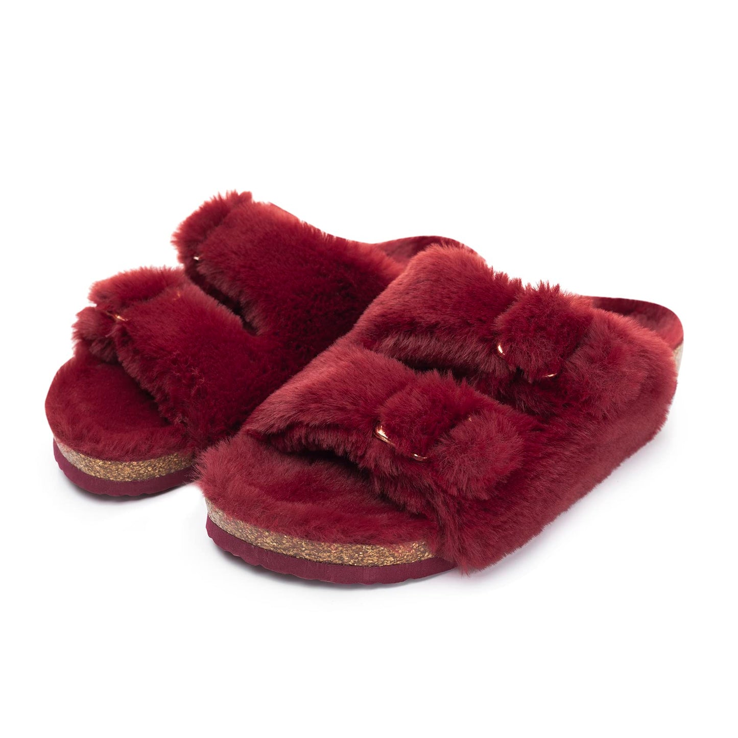 Womens Open Toe Slipper with Cozy Lining, Faux Fur Slide Sandals