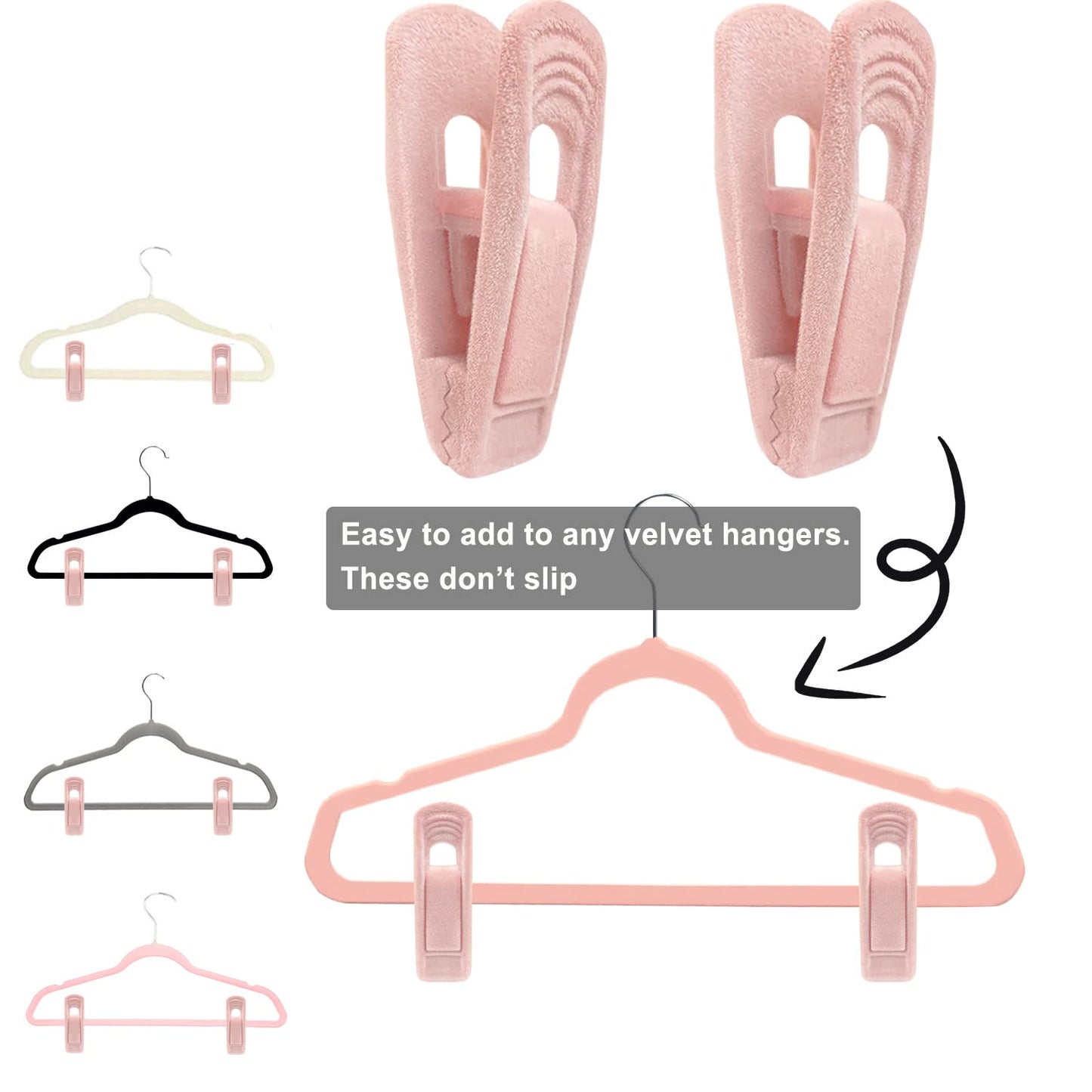 Light Velvet Hangers Clips 20 PCS, Non-Slip Velvet Clip