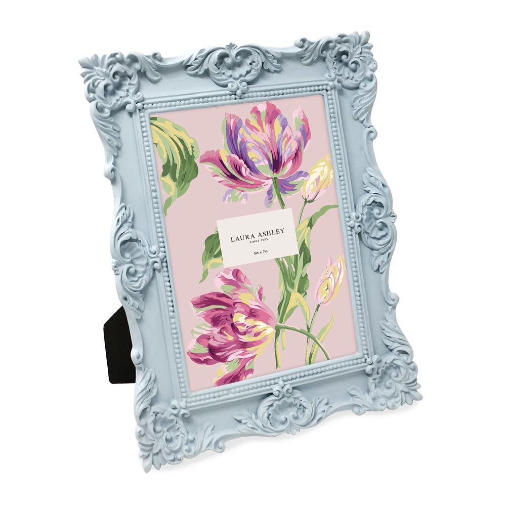 Laura Ashley 2x3 Ornate Resin Picture Frame – Handcrafted Floral Design with Easel for Tabletop and Wall Display