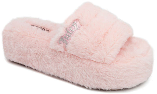 Juicy Couture Women's Faux Fur Slide Sandals – Comfortable Furry Slip-On Slippers