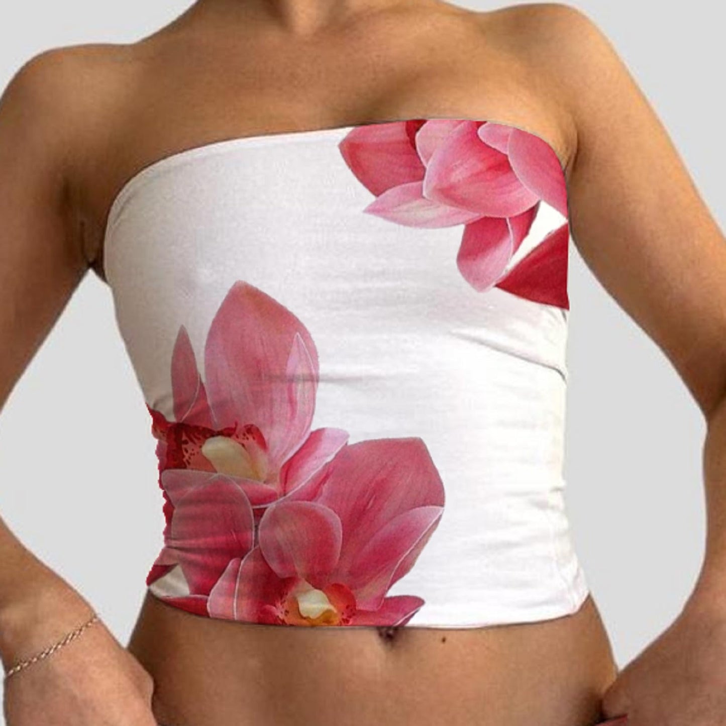 Women Y2k Floral Tube Tops Flower Print Strapless Sleeveless Bandeau Tops