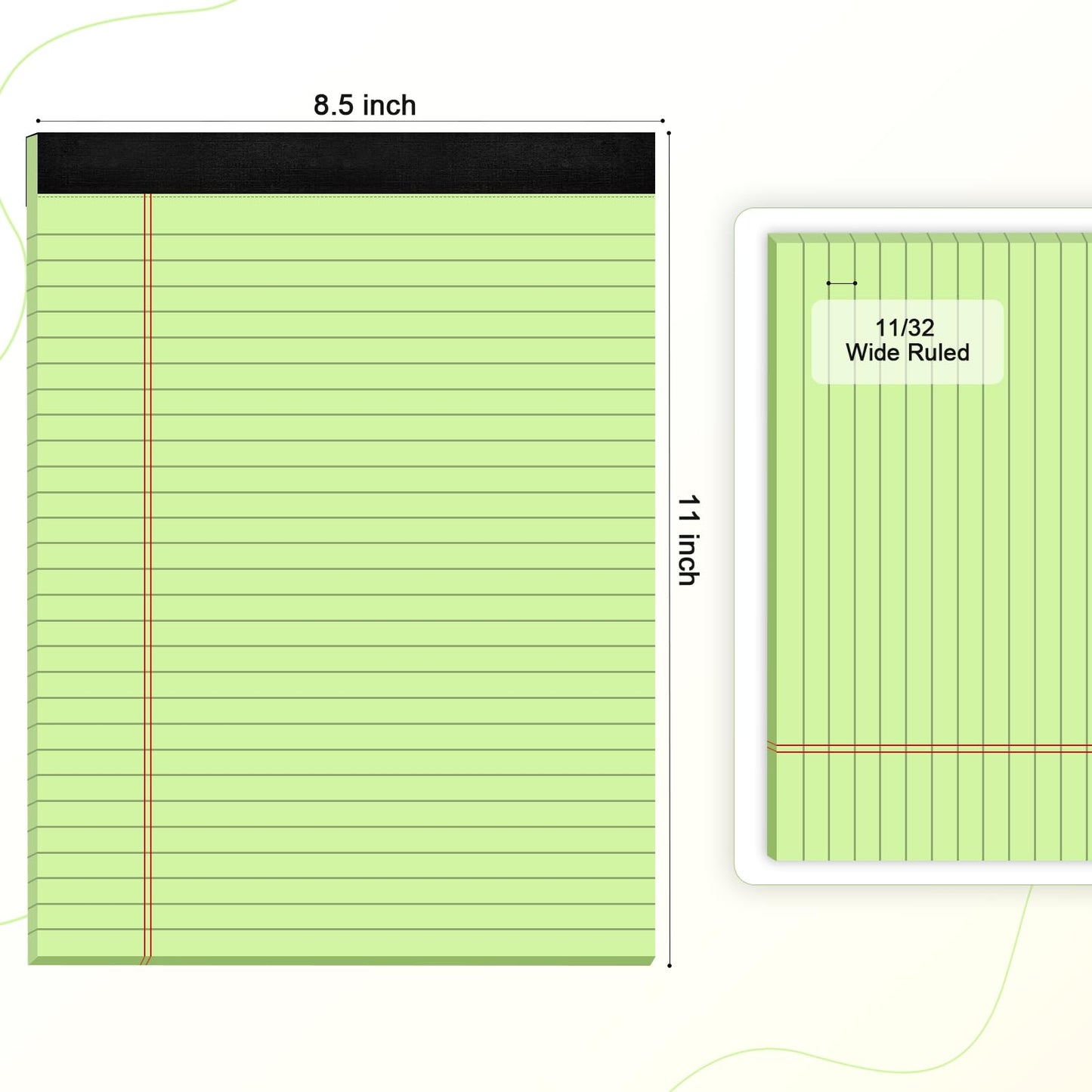 Note Pads 8.5x11 inch, Wide Ruled Clear Print Writing Pads