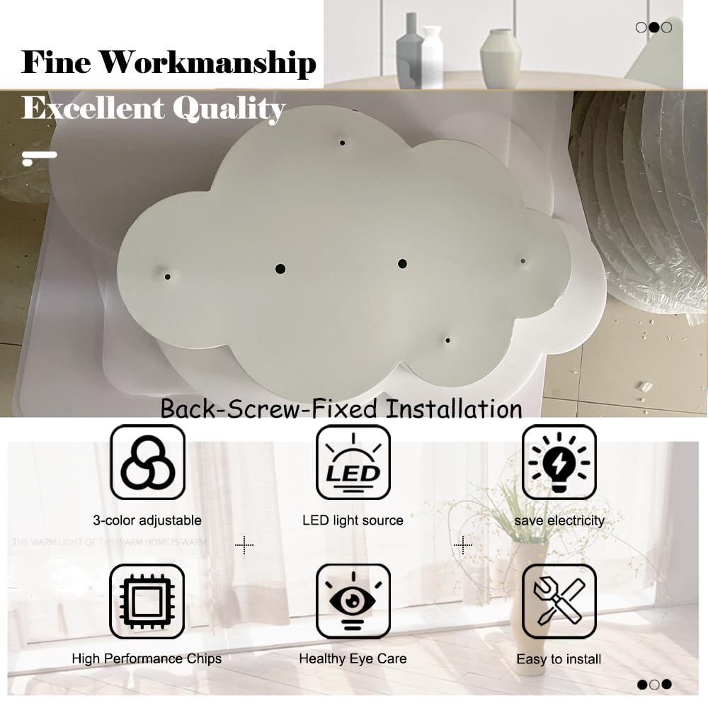 Cloud Ceiling Light - Close to Ceiling Light Fixtures with Remote Led Ceiling Lamp