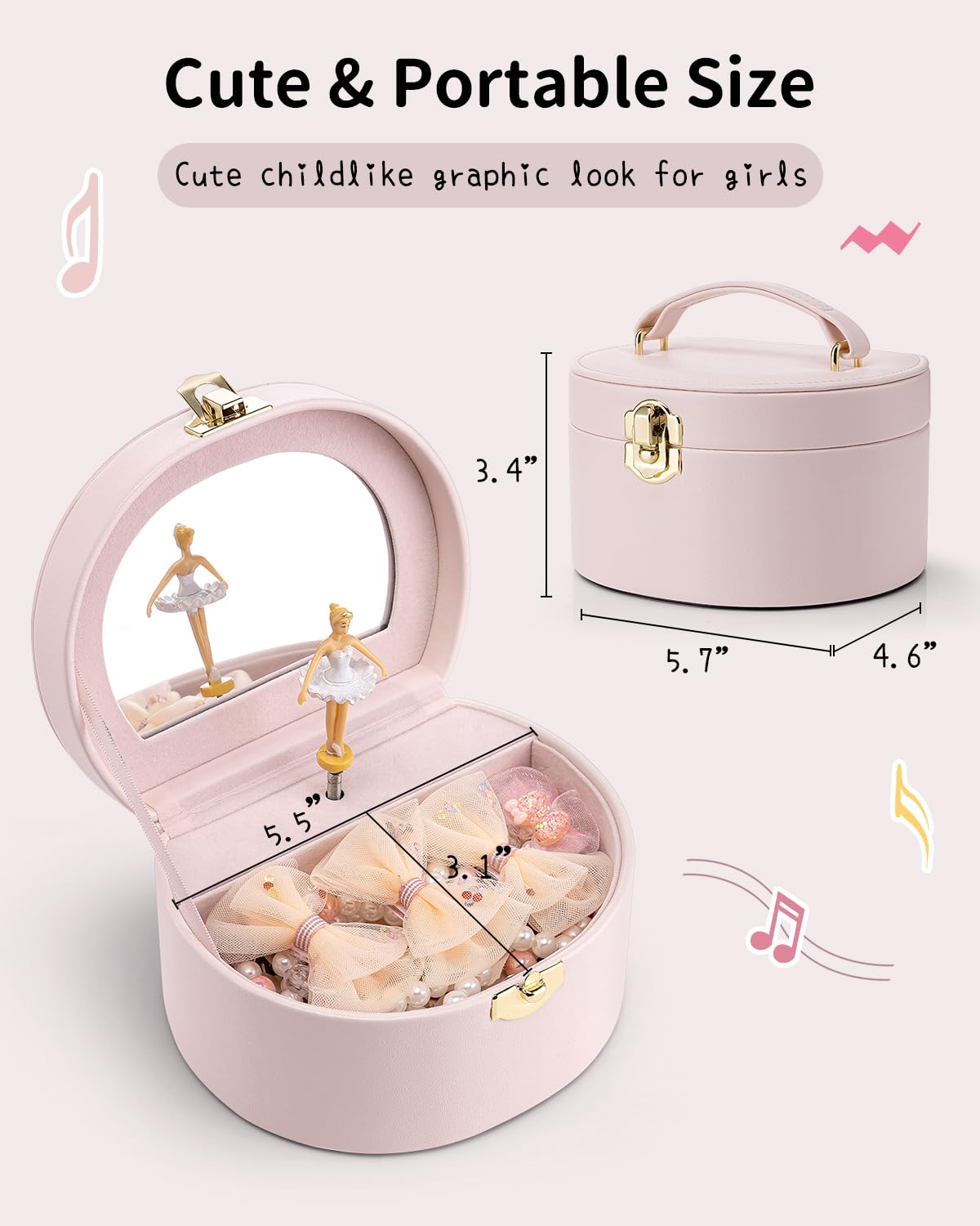 Small Musical Jewelry Box for Girls with Ballerina