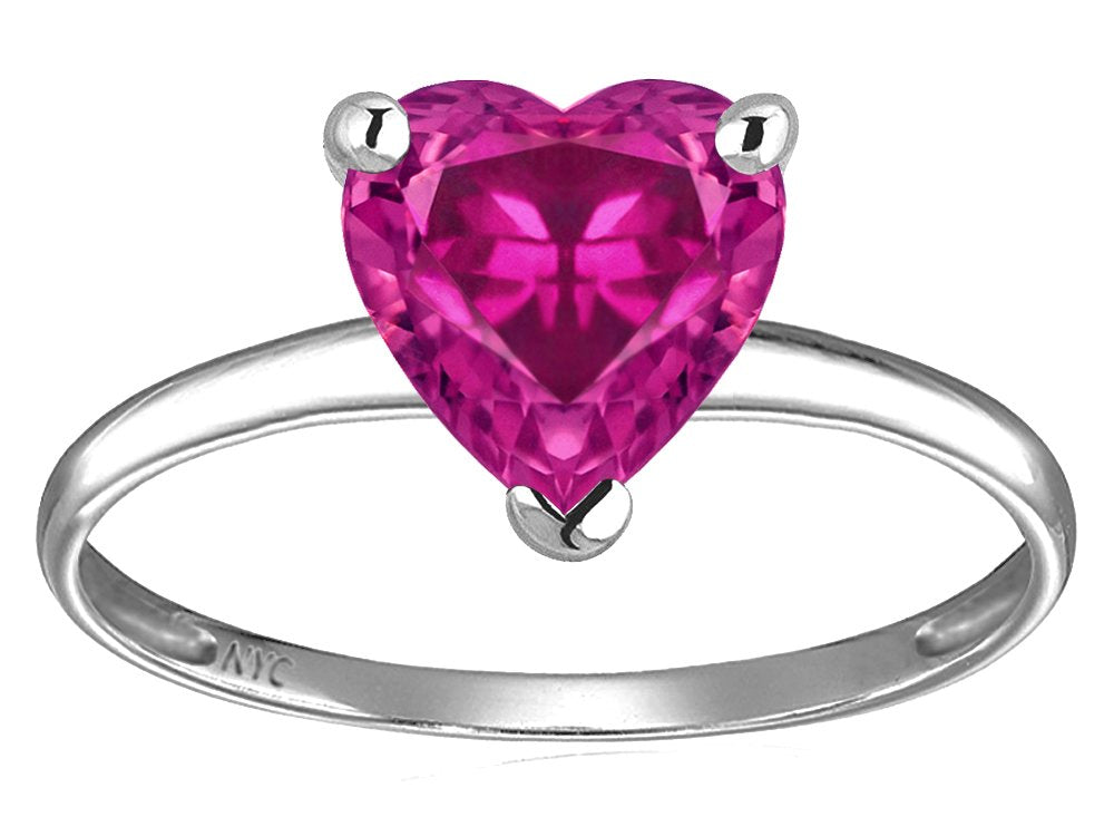 Solid 14k White Gold Heart Shape Ring