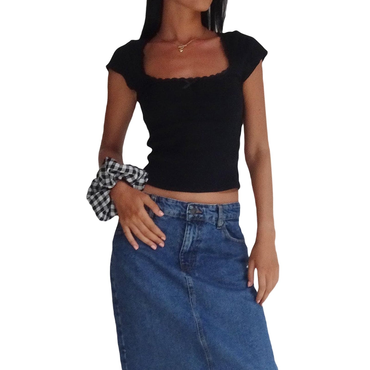 Women Vintage Y2K T-Shirt Milkmaid Crop Tops