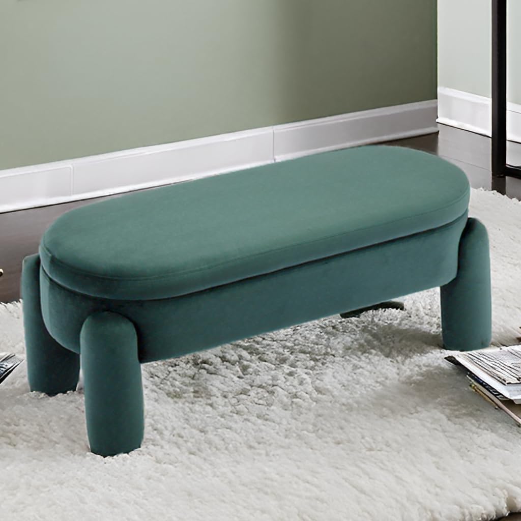 Velvet Upholstered Storage Bench – 45" Wide Entryway & Bedroom Ottoman with Solid Wood Frame, Modern Shoe Bench for Living Room & Bedside