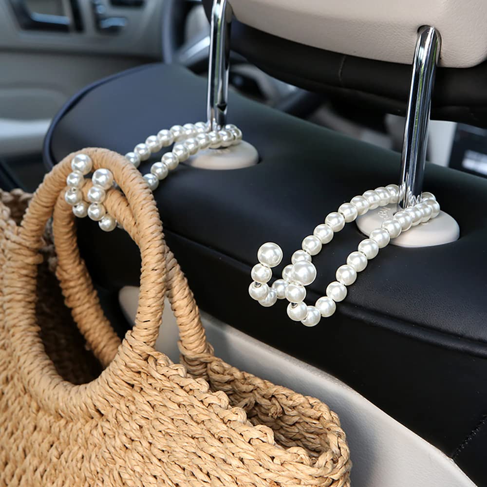 Elegant Pearl Car Seat Headrest Hook Hanger Universal for Purses