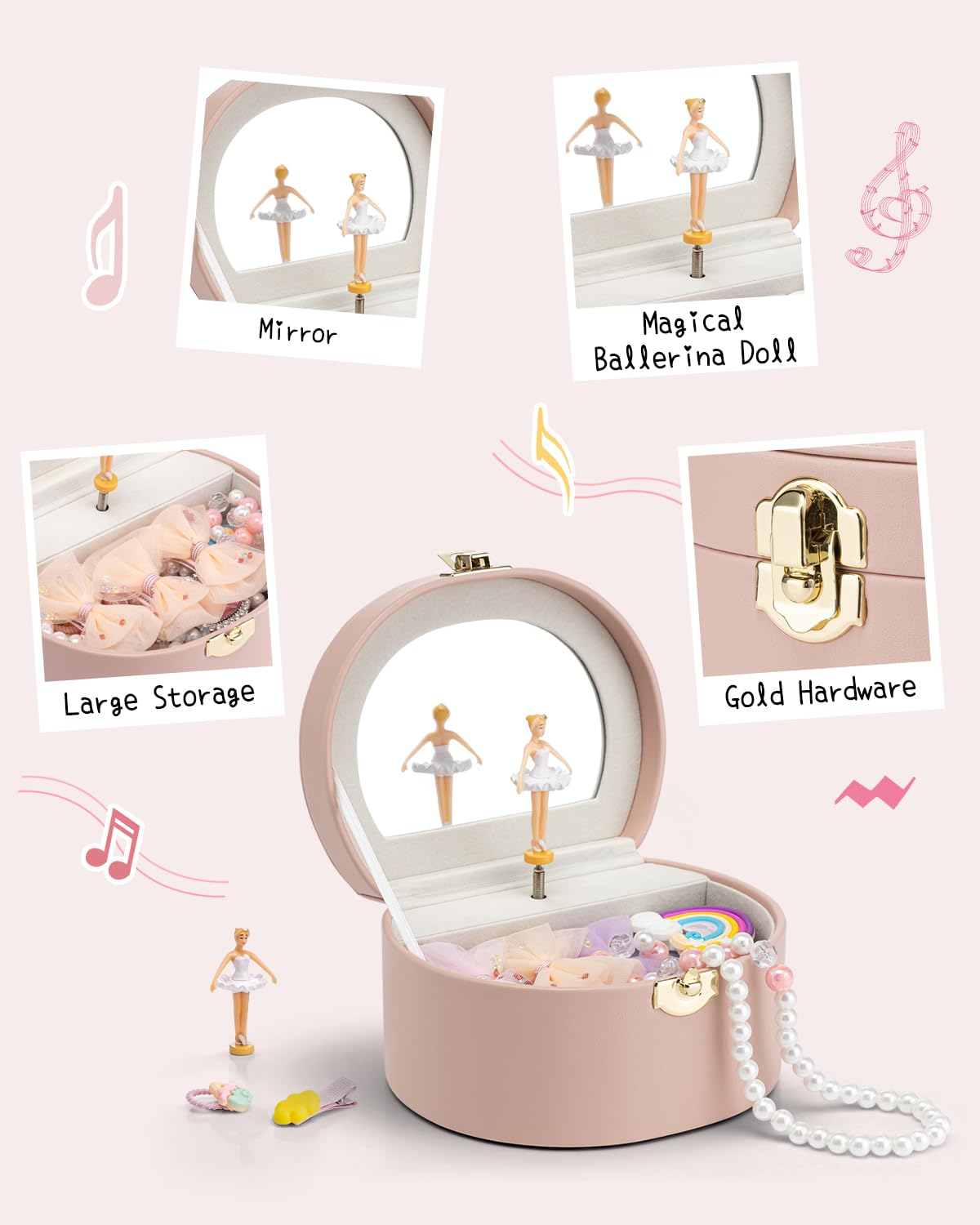 Small Musical Jewelry Box for Girls with Ballerina