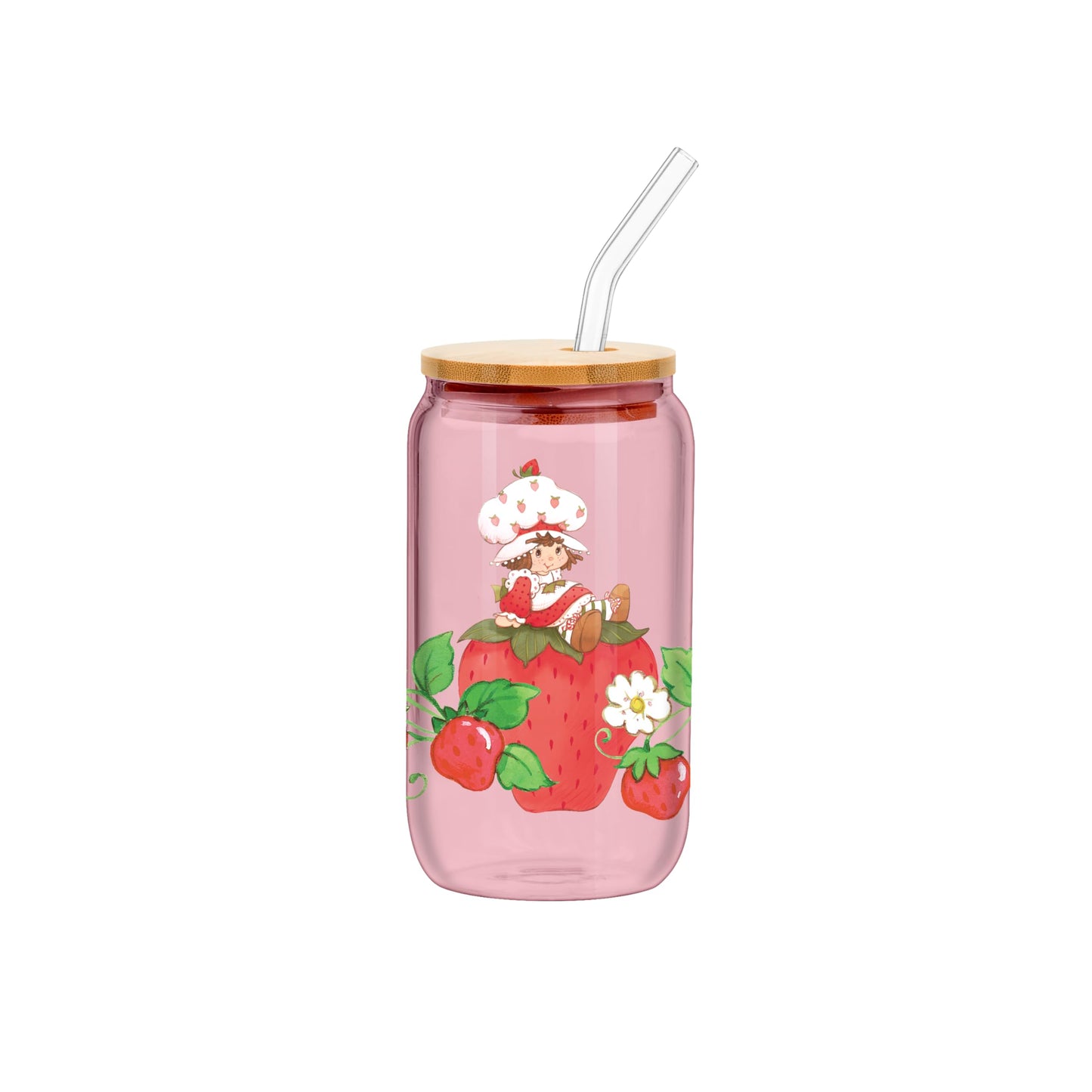 Sanrio Glass Jar Tumbler with Bamboo Lid and Glass Straw, 16 Ounces