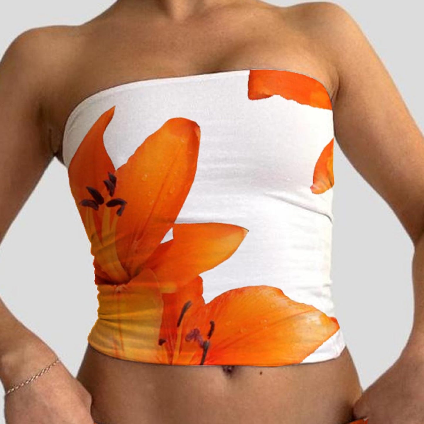 Women Y2k Floral Tube Tops Flower Print Strapless Sleeveless Bandeau Tops