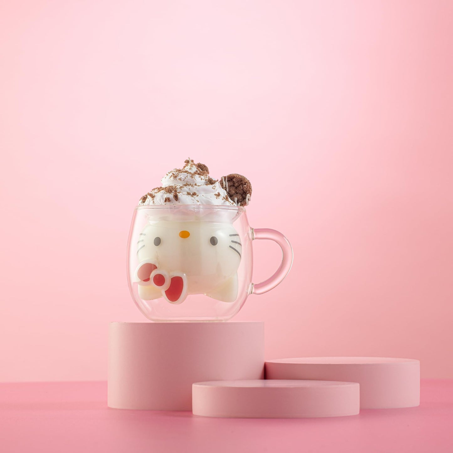 Hello Kitty 3D Espresso Cup, 5.5 oz Double Wall Glass Cup with 3D Design