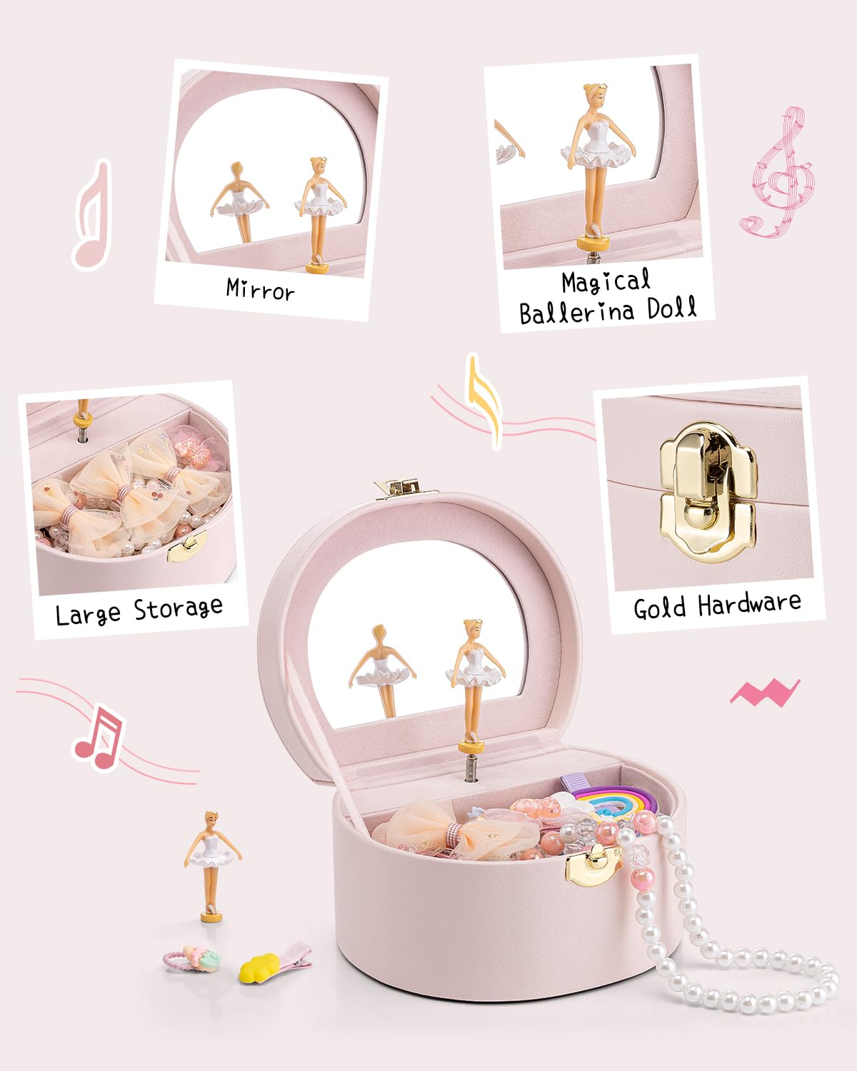 Small Musical Jewelry Box for Girls with Ballerina