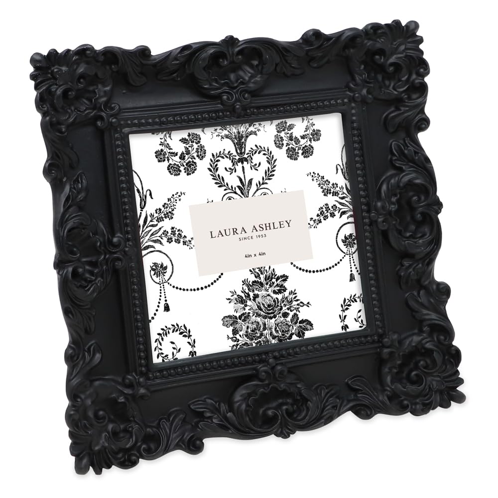 Laura Ashley 2x3 Ornate Resin Picture Frame – Handcrafted Floral Design with Easel for Tabletop and Wall Display