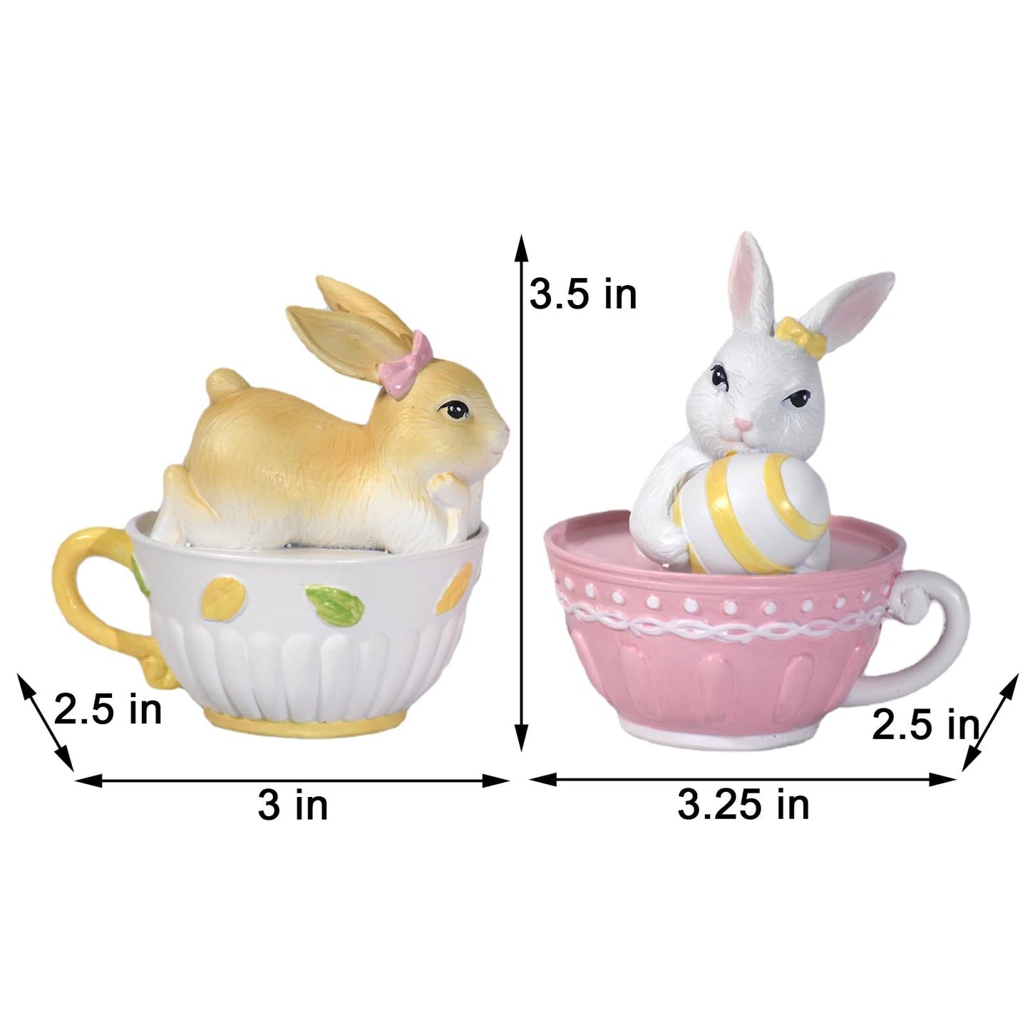 Easter Bunny Figurines Mantel Decor Resin 6Pcs Rabbit Statue Set Table Centerpiece Decorations 2.5 * 1.5 * 3 inch