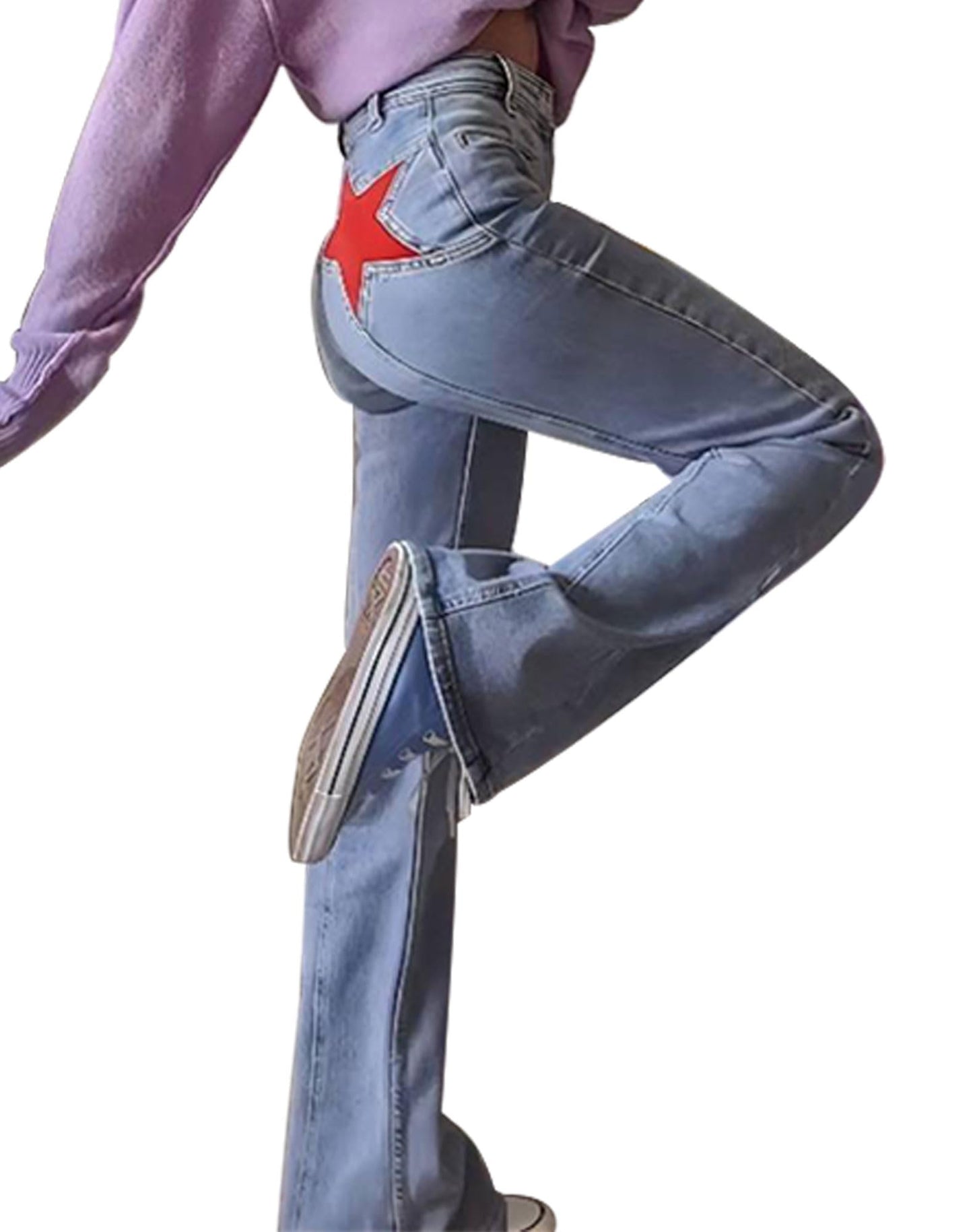 Women's Star Print Skinny Jeans – Butt-Lifting Stretch Denim Pants