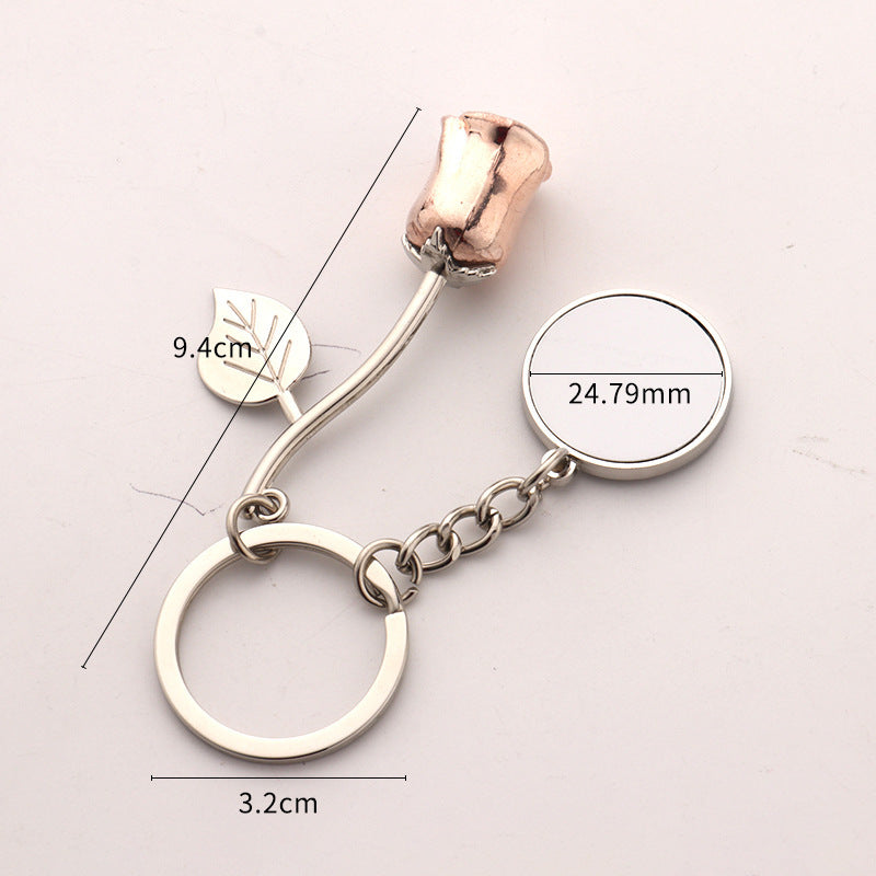 Zinc Alloy Rose Keychain Pendant