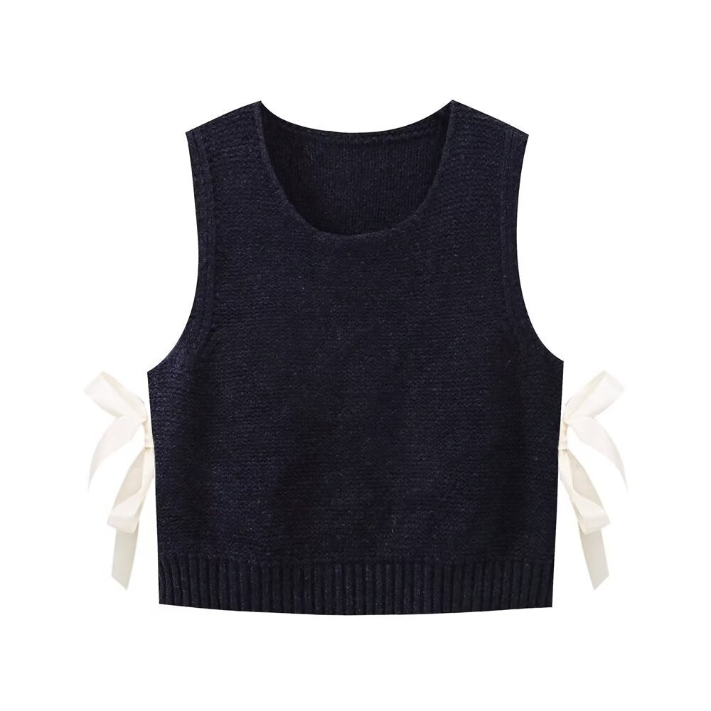 Women's Back Bow Hollow Out Sweater Vest