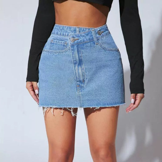 Short Irregular Denim Short Skirt