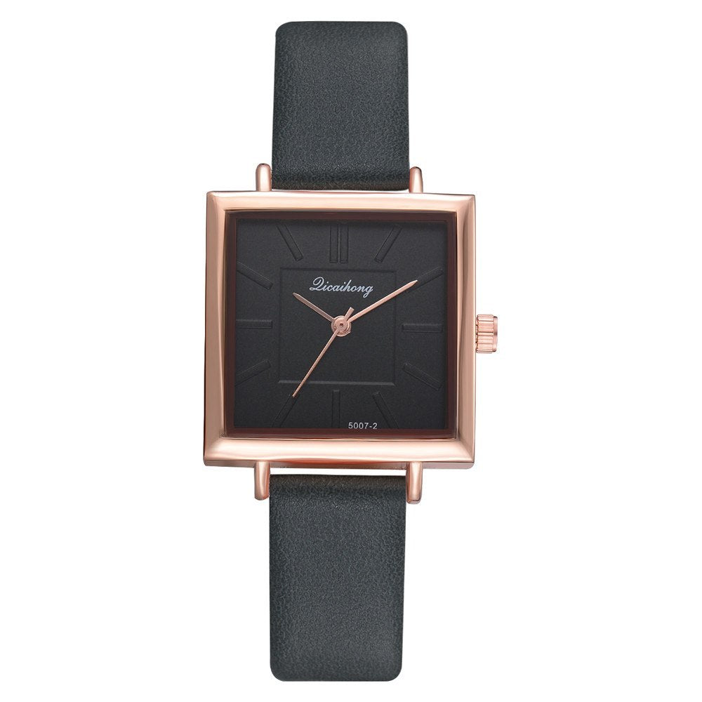 Square Women Bracelet Watch Contracted Leather Crystal WristWatches Women Dress Ladies Quartz Clock