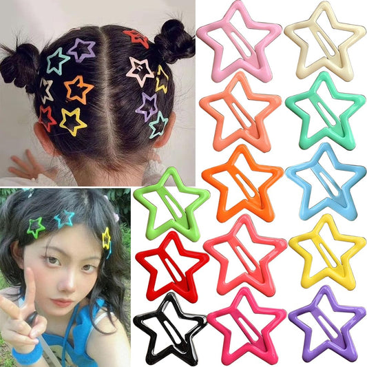 Y2K Style Star Hair Accessories - Non-Slip Metal Snap Clips