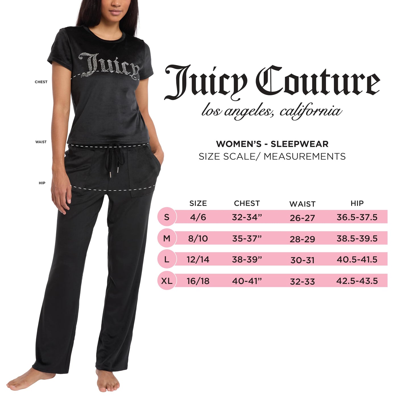 Juicy Couture Women's 2-Piece Velvet Fleece Lounge Sleepwear Set – Short Sleeve Shirt and Pants