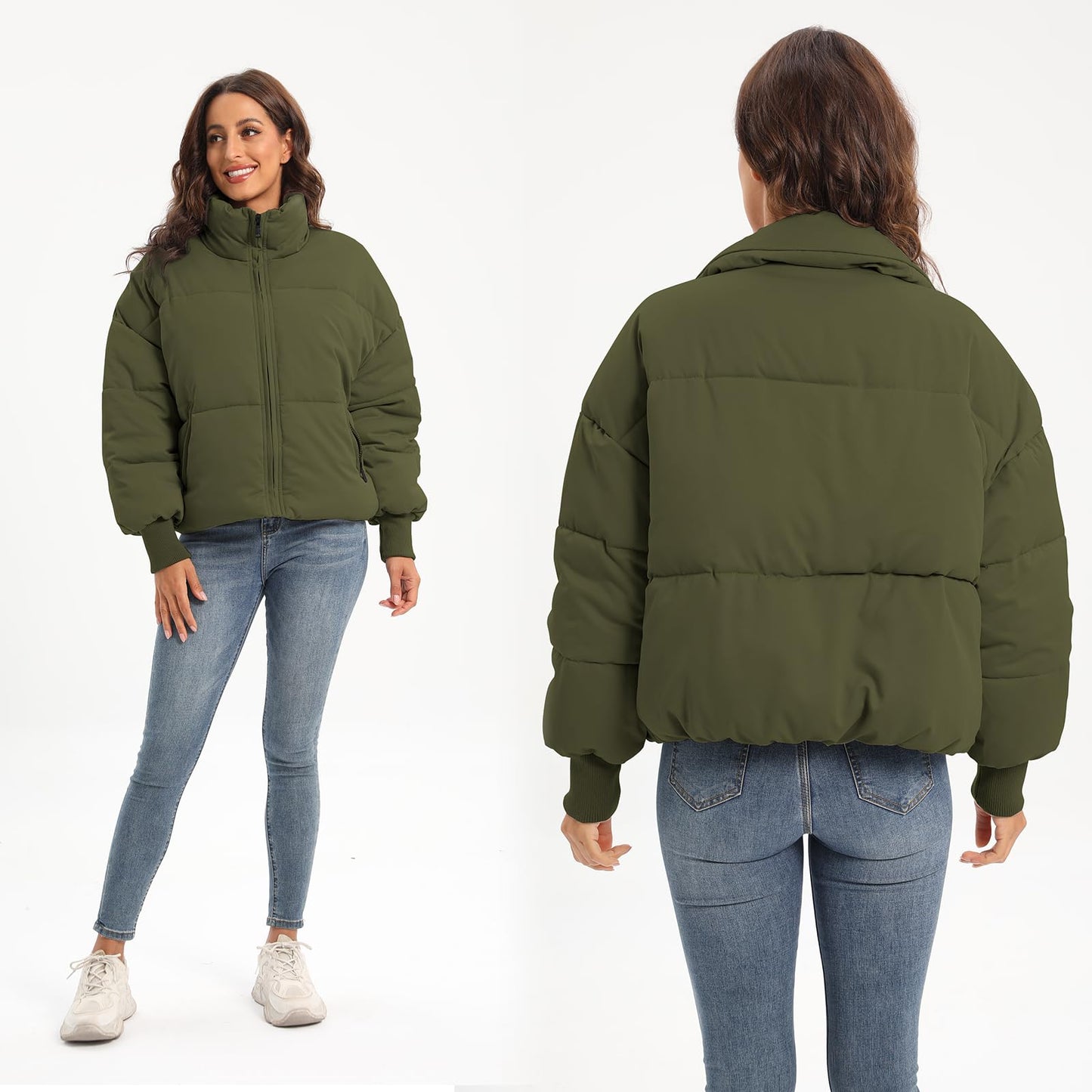 Women’s Winter Baggy Zip Puffer jackets Short Down Jacket Coat