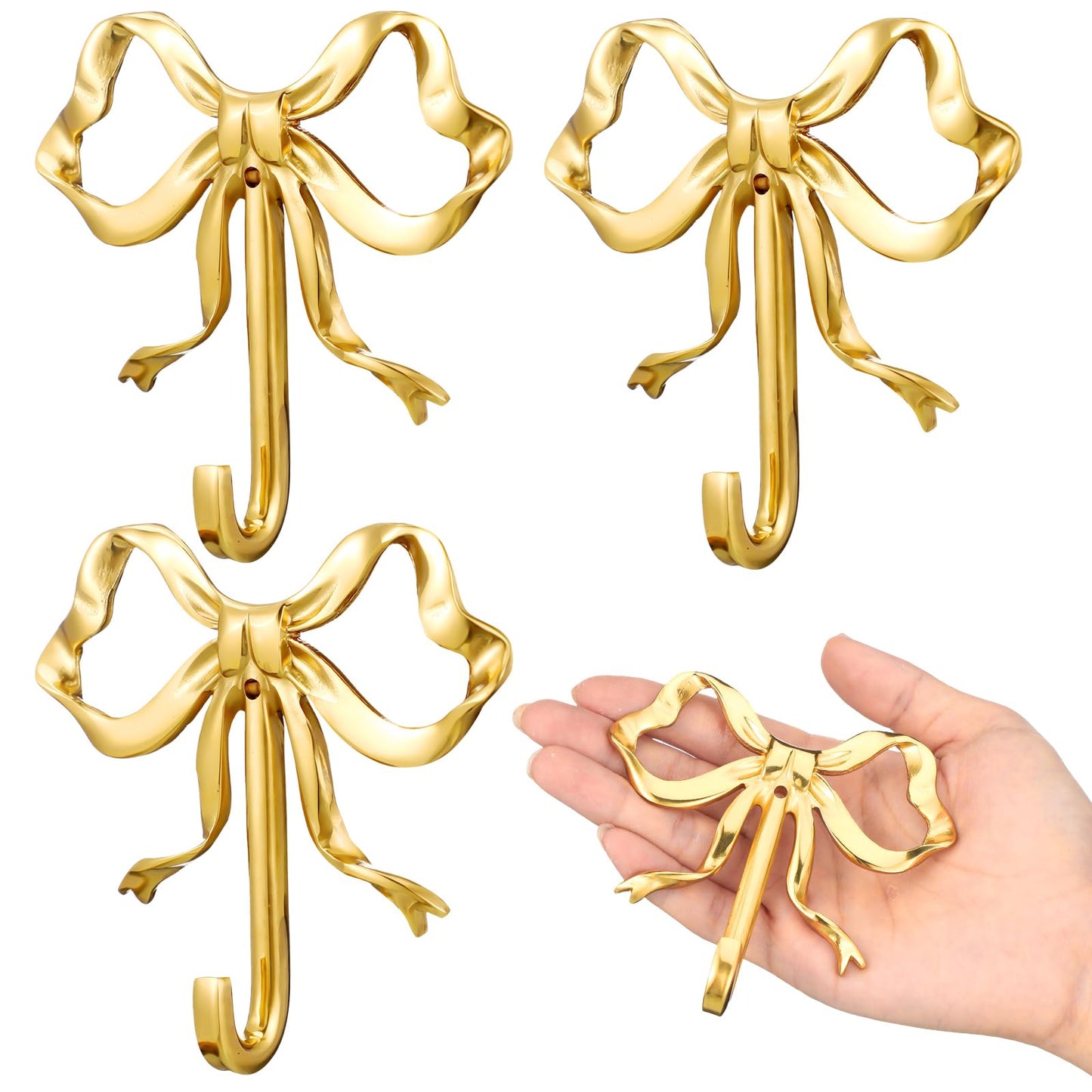 Gold Bow Knot Hooks Brass Bow Wall Door Hanger Towel