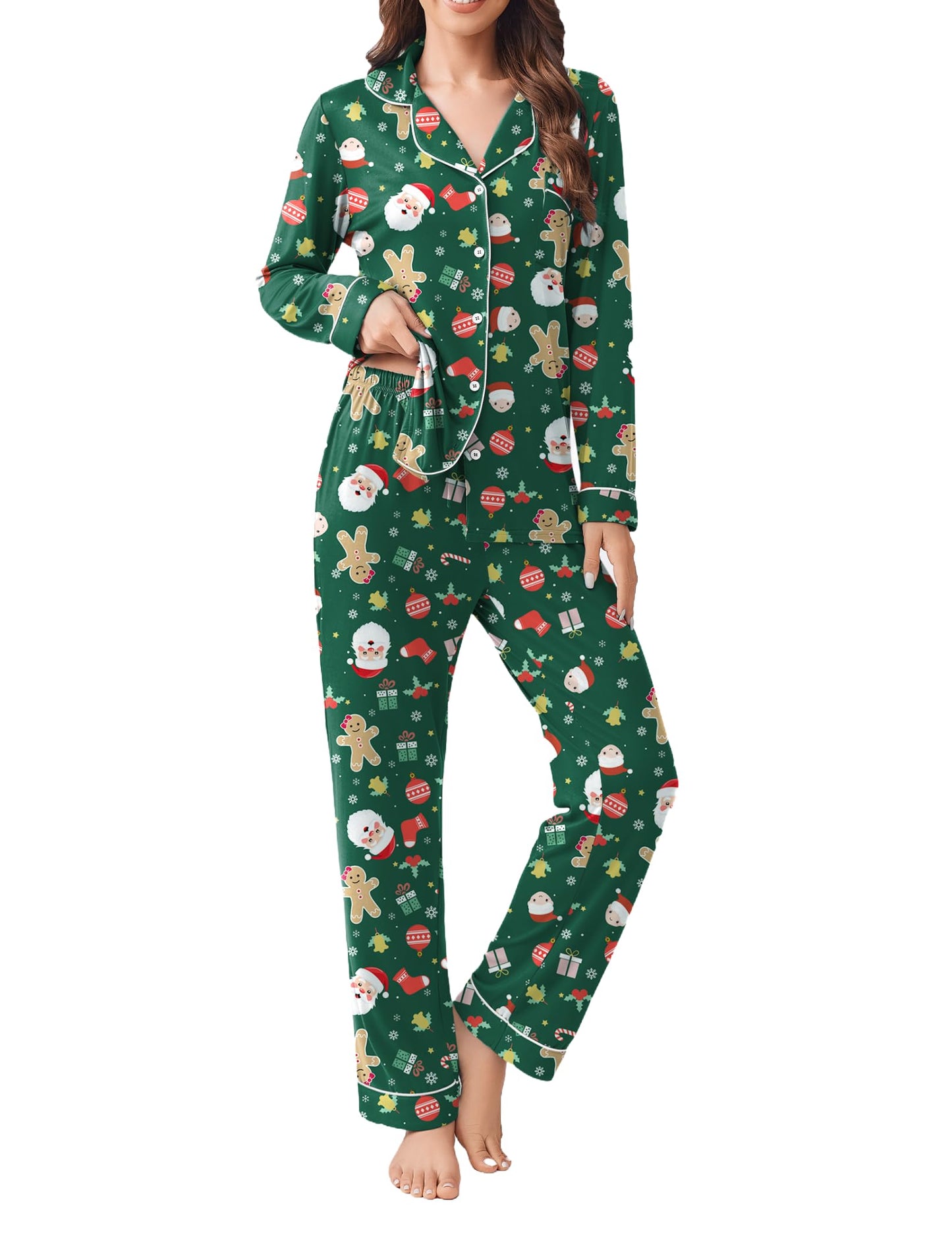 Womens Pajamas Set 2 Piece Button Down Pjs Soft Long Sleeve Top and Pants Sleepwear Set Lounge Sets