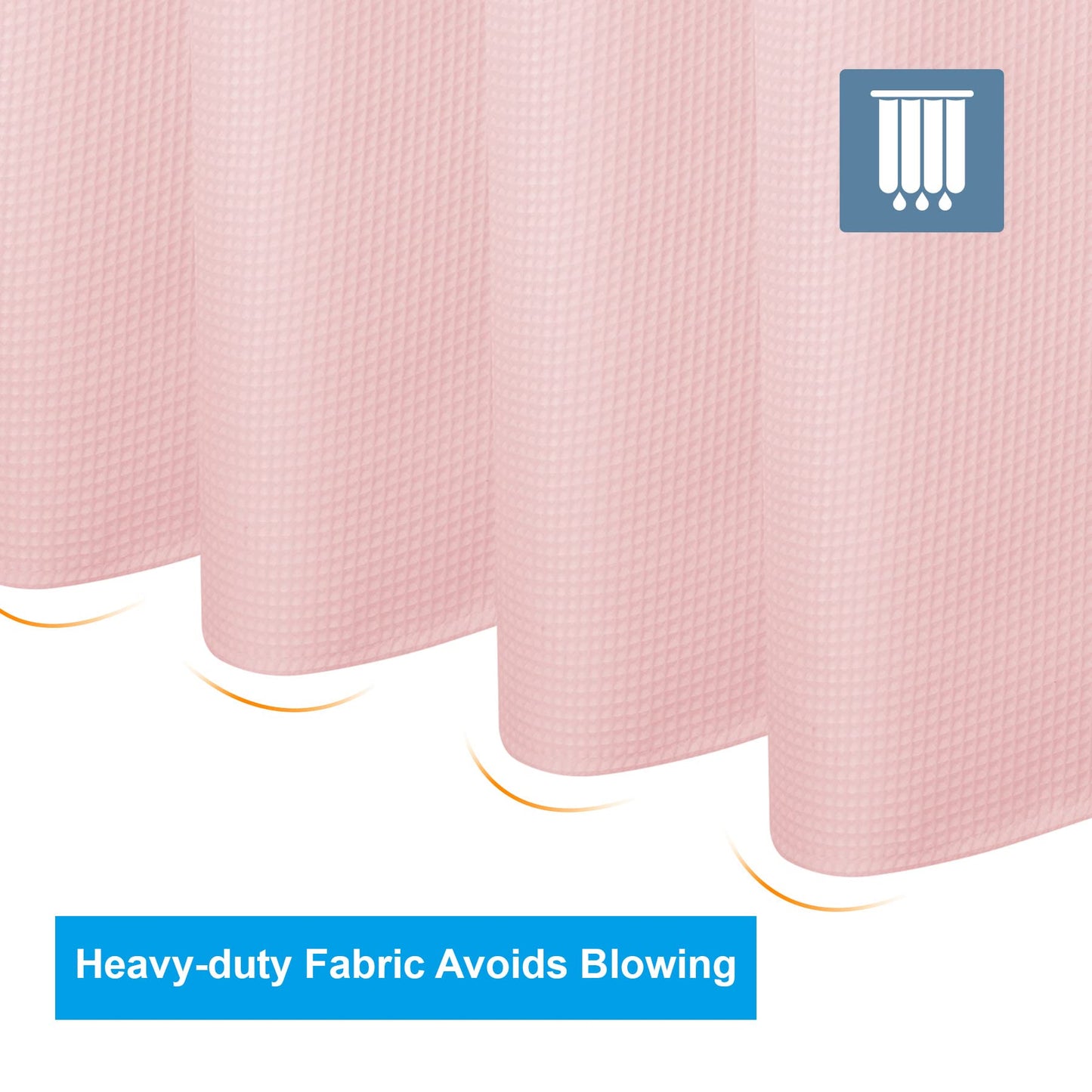 Waffle Shower Curtain - Fabric Shower Curtain Heavy Duty Hotel Quality Bathroom Shower Curtains, 72 x 72 Inches