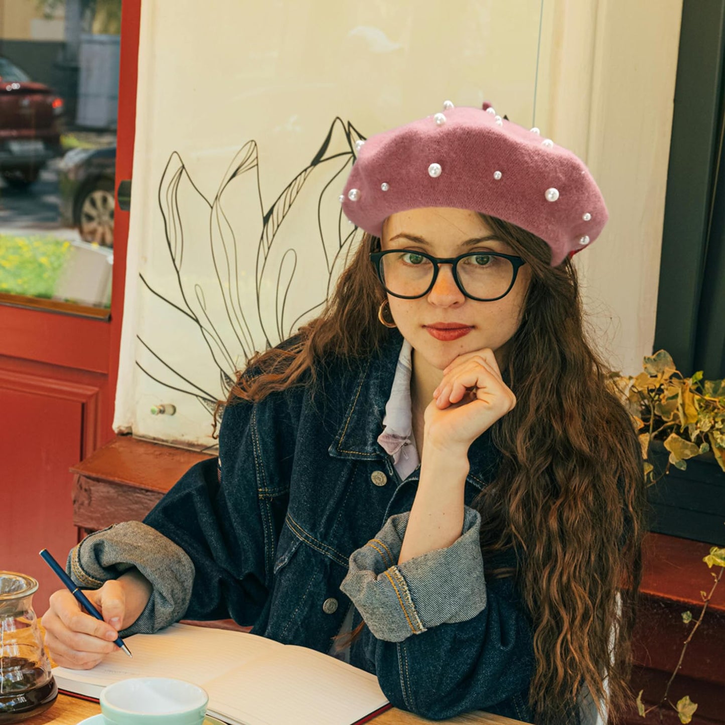 Women Pearl Beret Cap