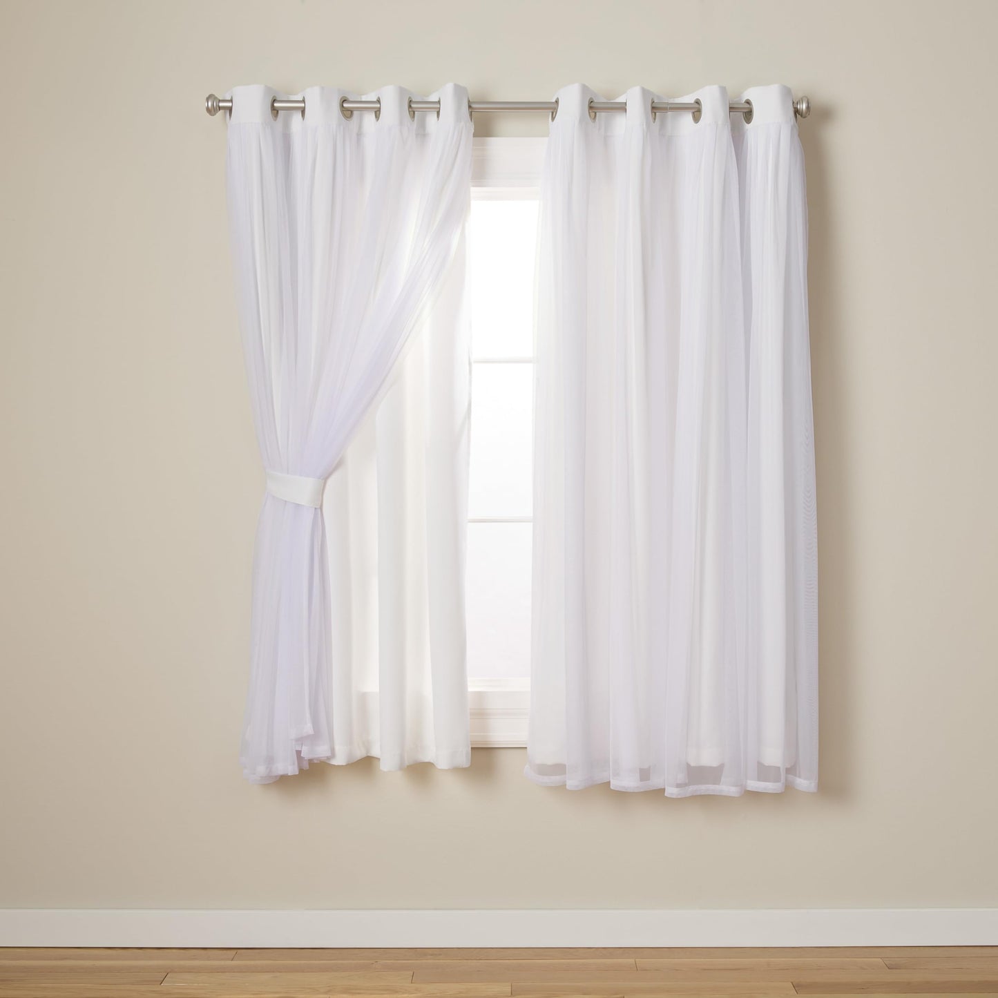 Exclusive Home Catarina Layered Solid Room Darkening Blackout and Sheer Grommet Curtain Panel