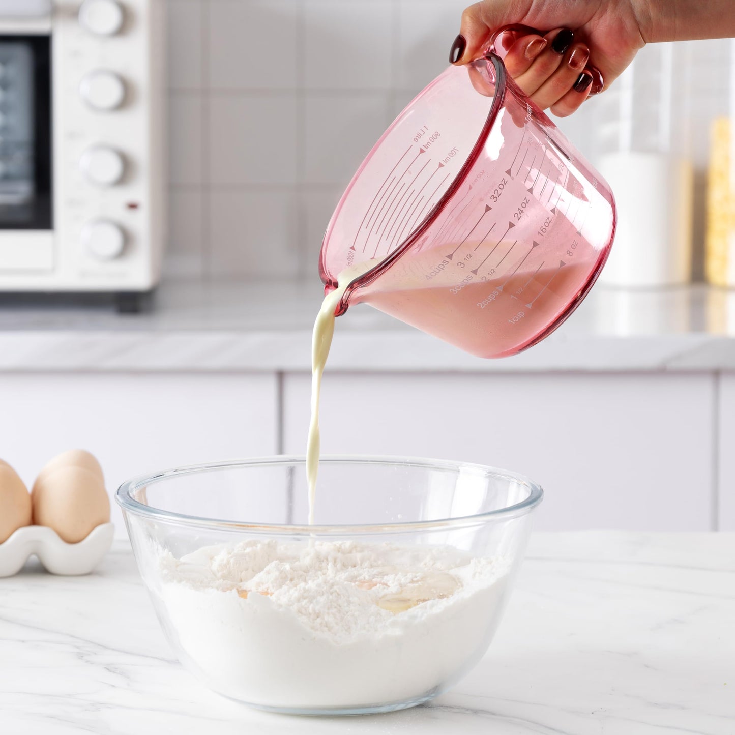 COOK WITH COLOR Glass Measuring Cups - Ideal for Cooking and Baking, Pink