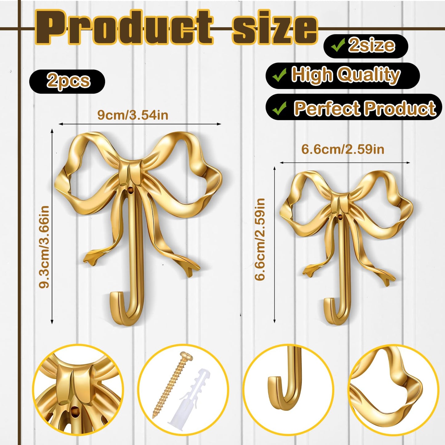 Gold Bow Knot Hooks Brass Bow Wall Door Hanger Towel