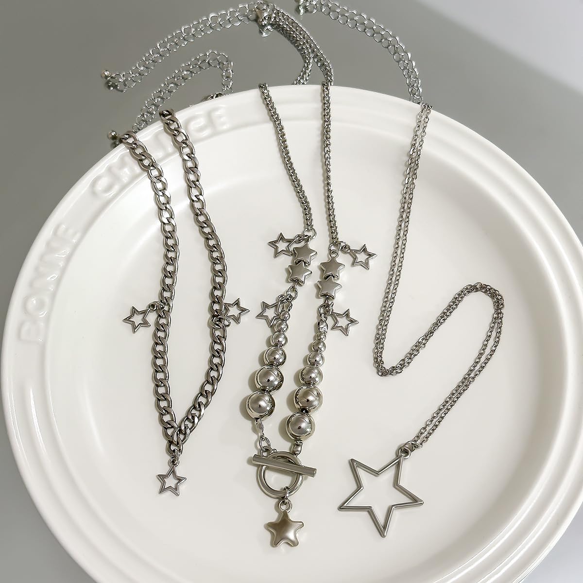 Silver Star Necklace Set